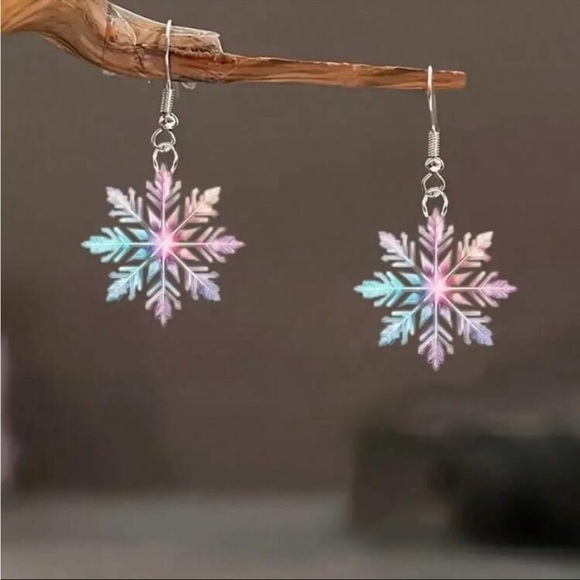 Jewelry - Silver Snowflake Earrings with Intricate Design